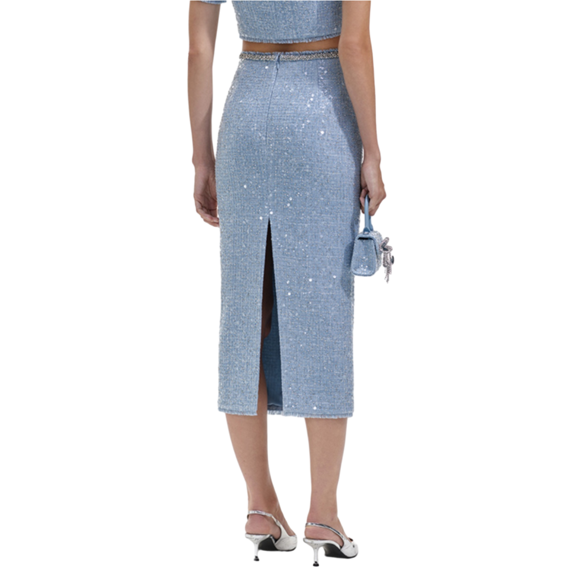 (Women) Self-Portrait  Midi Casual Dress Slim Fit in Misty Blue. SWF351Q01100 圖 4