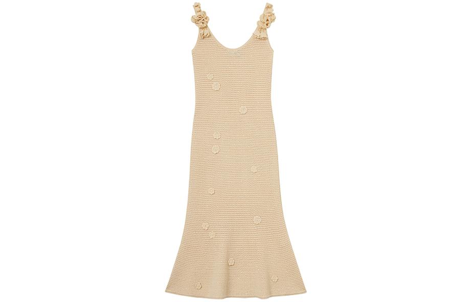 (Women) Self-Portrait  Midi Dress Cream Yellow Sleeveless U-Neck Elegant Fit SWF352M07900 圖 2