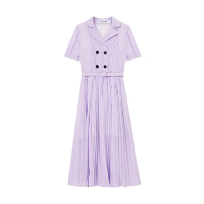 (Women) Self-Portrait Midi Dress Lilac Purple Short Sleeve Blazer Collar Style SWF343Y04100