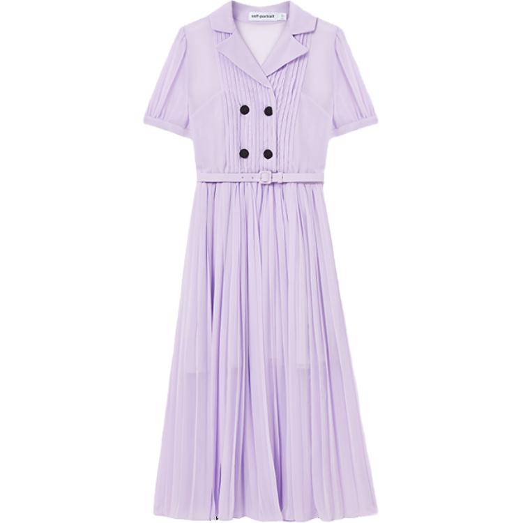 (Women) Self-Portrait  Midi Dress Lilac Purple Short Sleeve Blazer Collar Style SWF343Y04100 圖 2