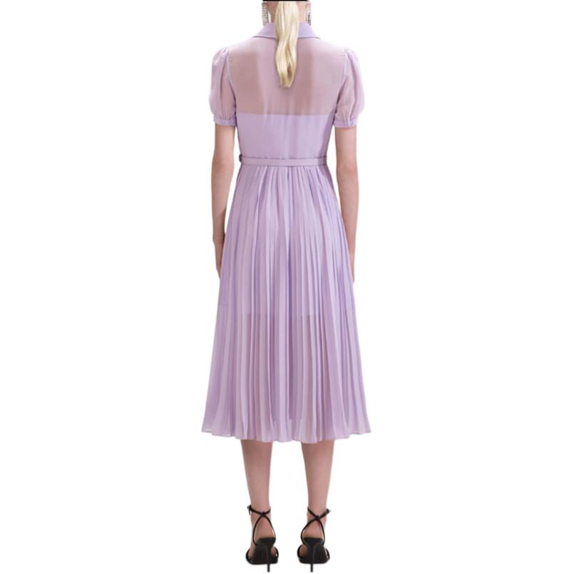 (Women) Self-Portrait  Midi Dress Lilac Purple Short Sleeve Blazer Collar Style SWF343Y04100 圖 4