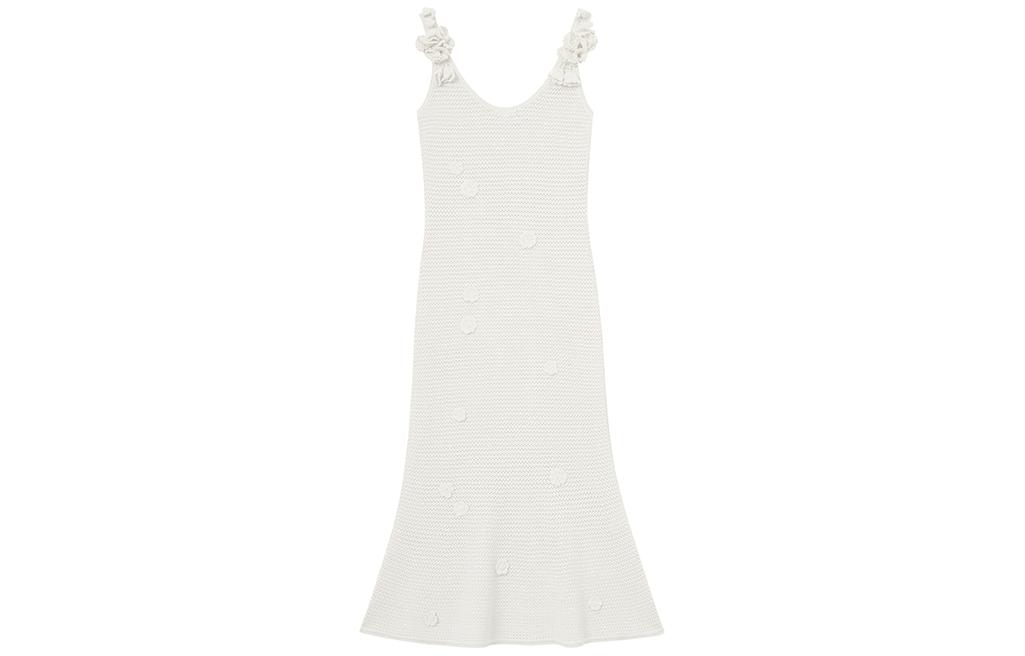 (Women) Self-Portrait  Midi Sleeveless Slim Dress in Pure White. SWF352M08000