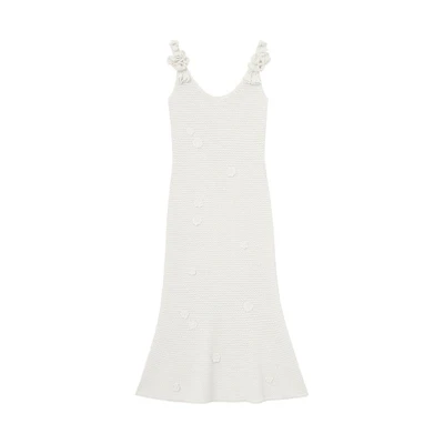 (Women) Self-Portrait Midi Sleeveless Slim Dress in Pure White. SWF352M08000