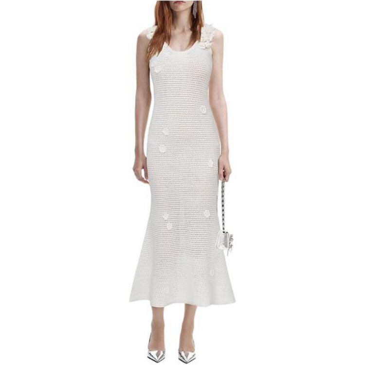 (Women) Self-Portrait  Midi Sleeveless Slim Dress in Pure White. SWF352M08000 圖 3