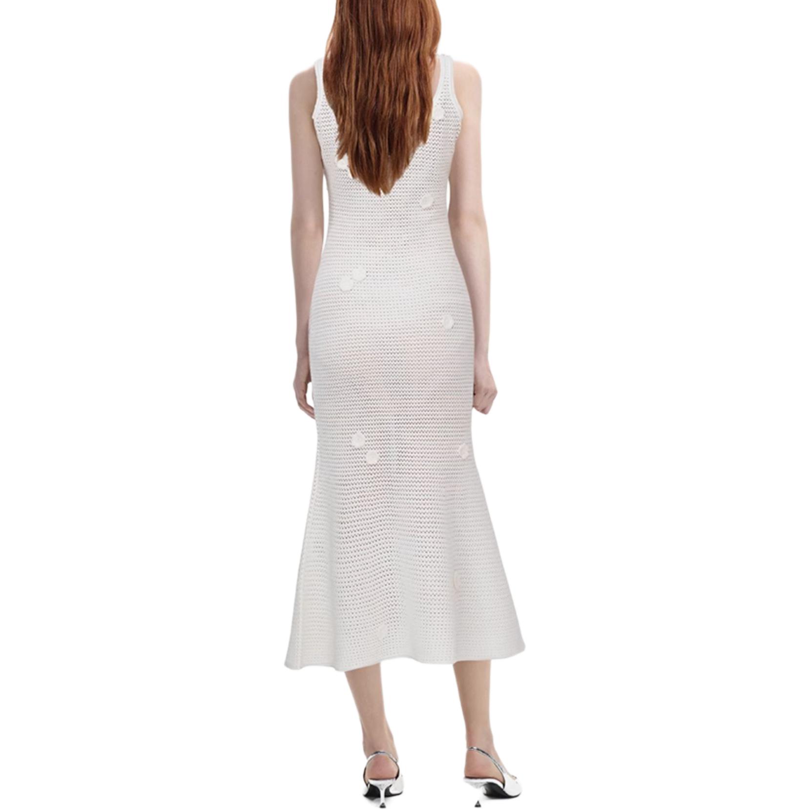 (Women) Self-Portrait  Midi Sleeveless Slim Dress in Pure White. SWF352M08000 圖 4