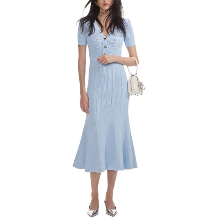 (Women) Self-Portrait  Midi V-Neck Dress in Misty Blue SWF354M08300 圖 2