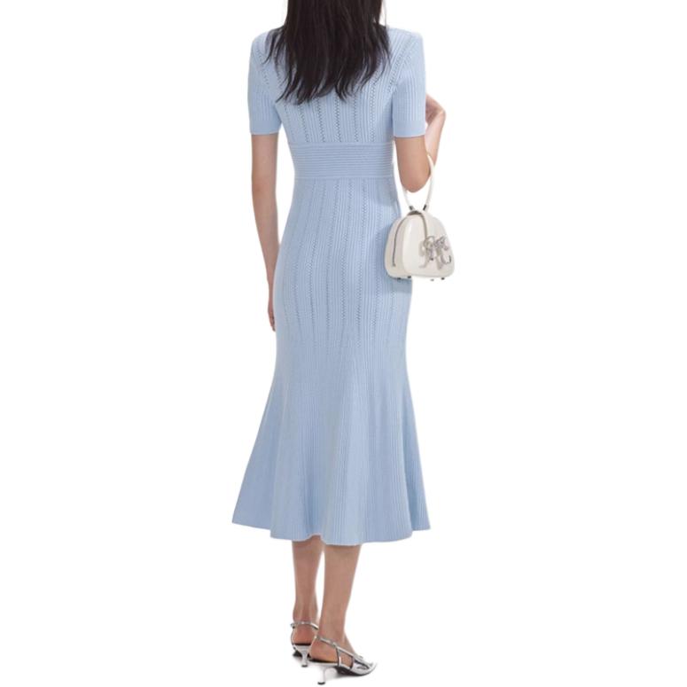 (Women) Self-Portrait  Midi V-Neck Dress in Misty Blue SWF354M08300 圖 4