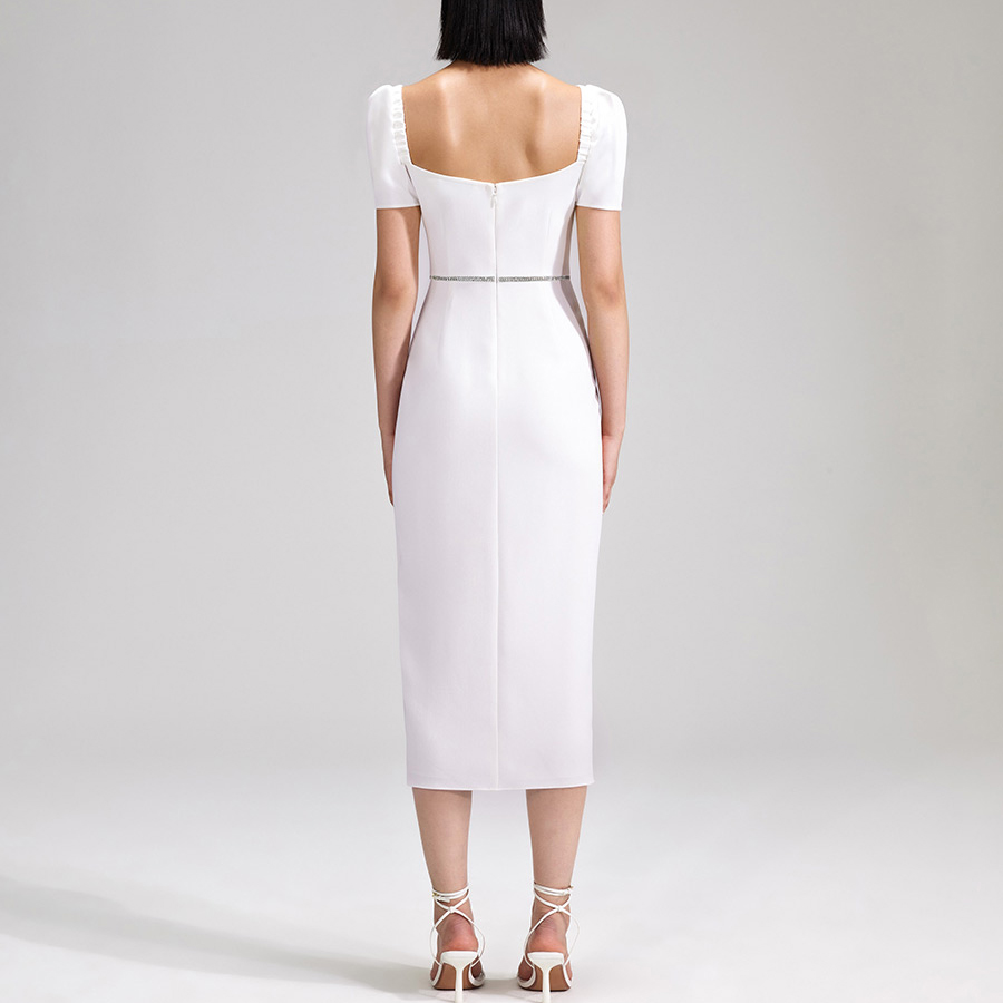 (Women) Self-Portrait  Midi White Short Sleeve Dress with Zip Detail SWF342Y24900 圖 5