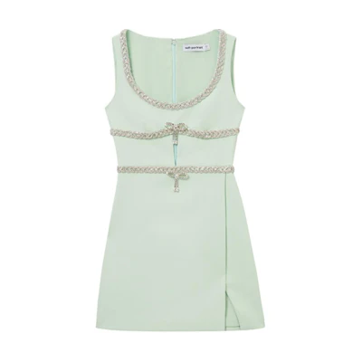 (Women) Self-Portrait Mint Green Bow Tie Strap Trendy Dress SWF353Y05400