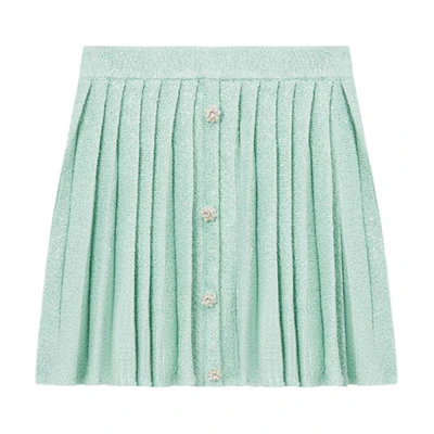 (Women) Self-Portrait Mint Green Pleated Tennis Skirt Casual Mini Skirt. SWF351M03500