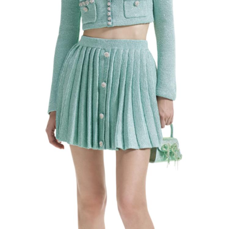 (Women) Self-Portrait  Mint Green Pleated Tennis Skirt Casual Mini Skirt. SWF351M03500 圖 3