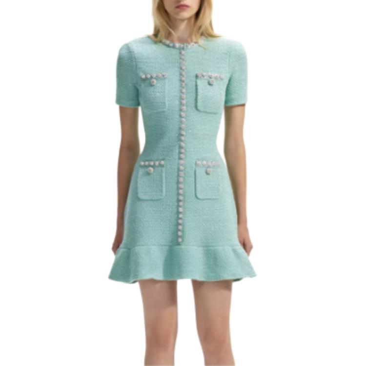 (Women) Self-Portrait  Mint Green Slim Fit Knit Short-Sleeve Dress. SWF351M03300 圖 4