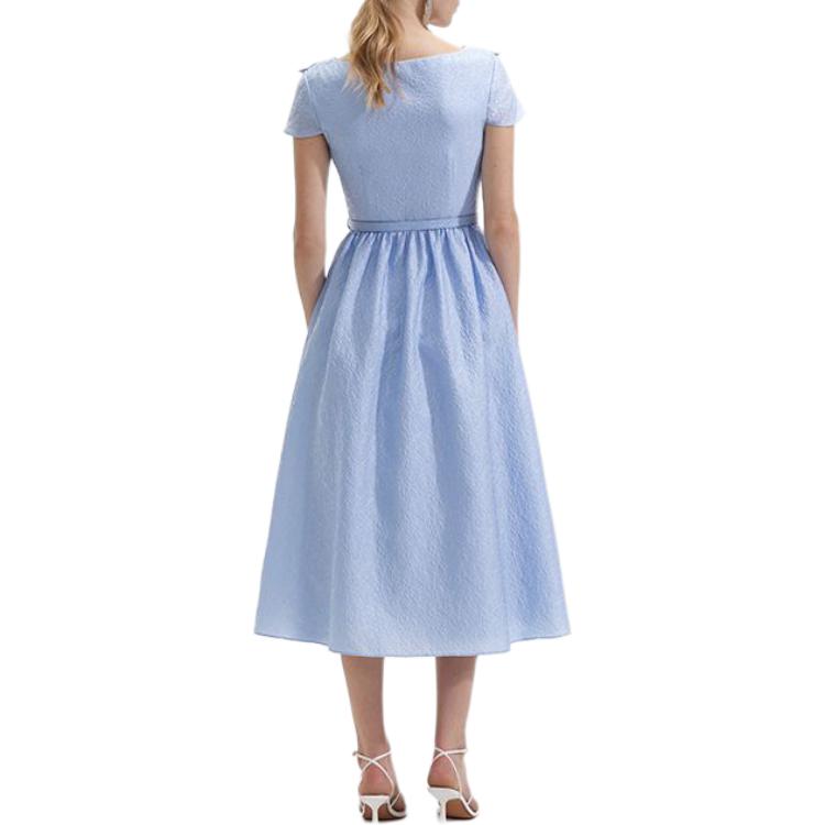 (Women) Self-Portrait  Mist Blue Midi Shirt Dress with Collared Waist Design. SWF352Y15100 圖 4