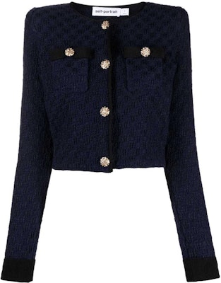 (W) Chaqueta Corta Slim Fit de Manga Larga Azul Marino Self-Portrait. RS24153JBL-NAVY Order (W) Chaqueta Corta Slim Fit de Manga Larga Azul Marino Self-Portrait. RS24153JBL-NAVY