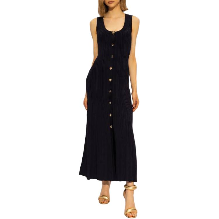 (Women) Self-Portrait  Navy Sleeveless Button-Front Slim Maxi Dress PF24143MBLBLUE 圖 4
