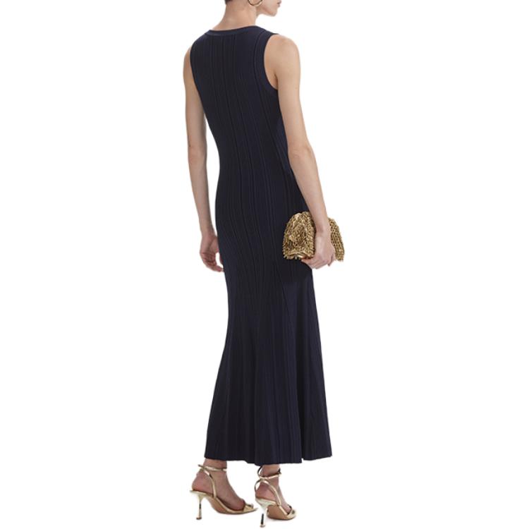 (Women) Self-Portrait  Navy Sleeveless Midi Dress with U-Neck and Cinched Waist SWF353M01200 圖 4
