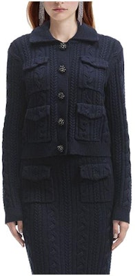 (W) Self-Portrait 海軍藍修身針織開襟毛衣長袖毛線衫 SWF351M00200 Order (W) Self-Portrait 海軍藍修身針織開襟毛衣長袖毛線衫 SWF351M00200