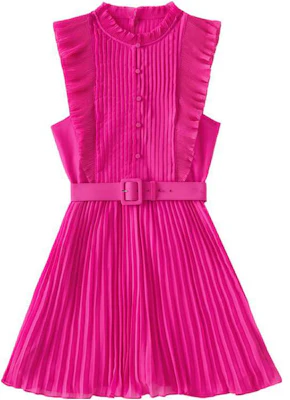 (W) Self-Portrait 霓虹粉無袖波浪短洋裝. SWF341Y08900 Shop (W) Self-Portrait 霓虹粉無袖波浪短洋裝. SWF341Y08900