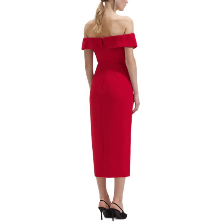 (Women) Self-Portrait  Off-Shoulder Burgundy Sleeveless Bridal Party Dress SWF352Y17300 圖 4