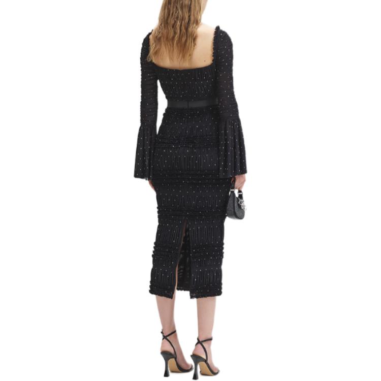 (Women) Self-Portrait  Off-Shoulder High-Waist Long Sleeve Dress in Classic Black. SWF344Y20200 圖 3