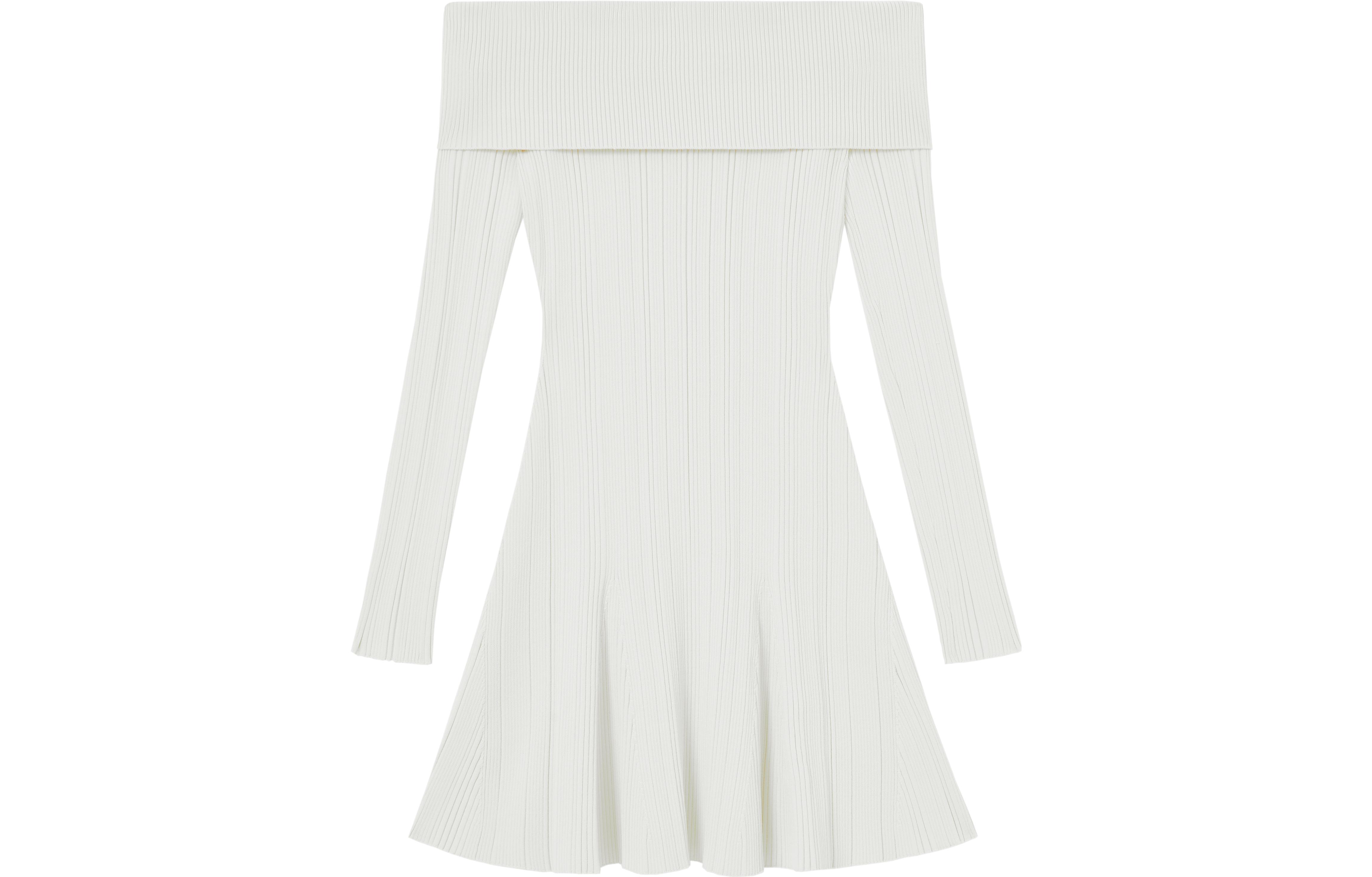 (Women) Self-Portrait  Off-Shoulder Knit A-Line Dress Long Sleeve Pure White SWF343M01000001 圖 2