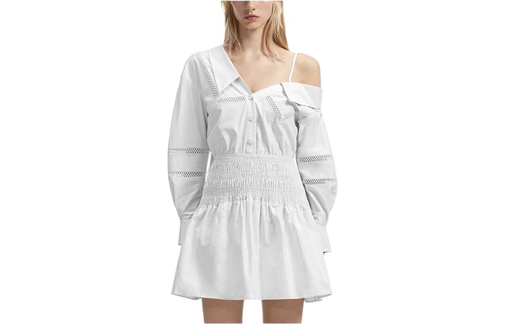 (Women) Self-Portrait  Off-Shoulder Long-Sleeve Mini Dress Pure White. SWF352Y19900 圖 2