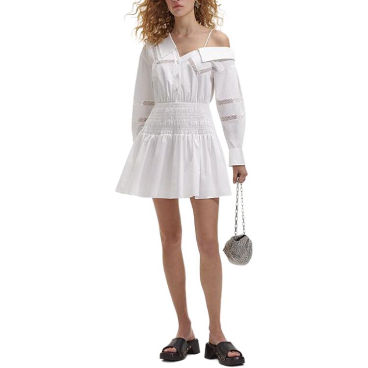 (Women) Self-Portrait  Off-Shoulder Long-Sleeve Mini Dress Pure White. SWF352Y19900 圖 3