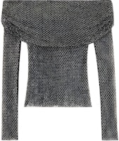 (Women) Self-Portrait Off-Shoulder Long Sleeve Black T-Shirt Classic Style SWF343C00300 (Women) Self-Portrait Off-Shoulder Long Sleeve Black T-Shirt Classic Style SWF343C00300