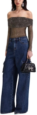 (W) Self-Portrait 經典款黑色露肩長袖T恤 SWF343C00300 Lookbook (W) Self-Portrait 經典款黑色露肩長袖T恤 SWF343C00300