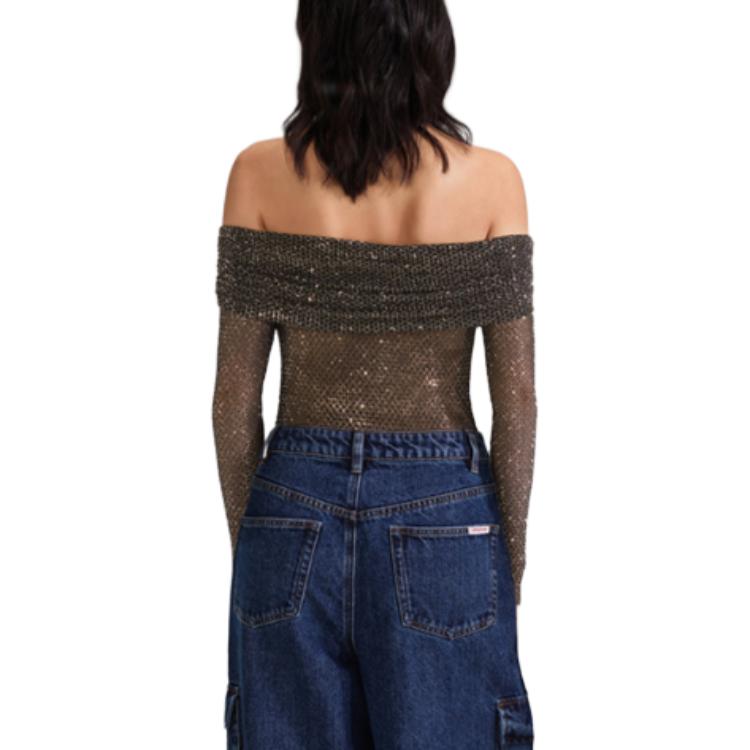 Shop (W) Self-Portrait 經典款黑色露肩長袖T恤 SWF343C00300