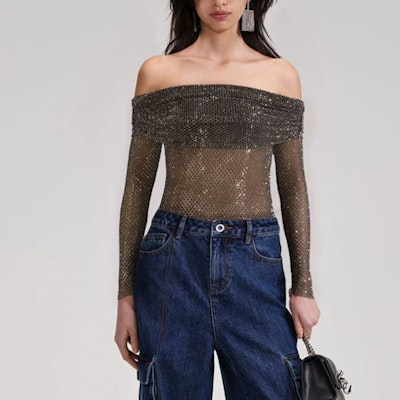 (W) Self-Portrait 經典款黑色露肩長袖T恤 SWF343C00300 Purchase (W) Self-Portrait 經典款黑色露肩長袖T恤 SWF343C00300