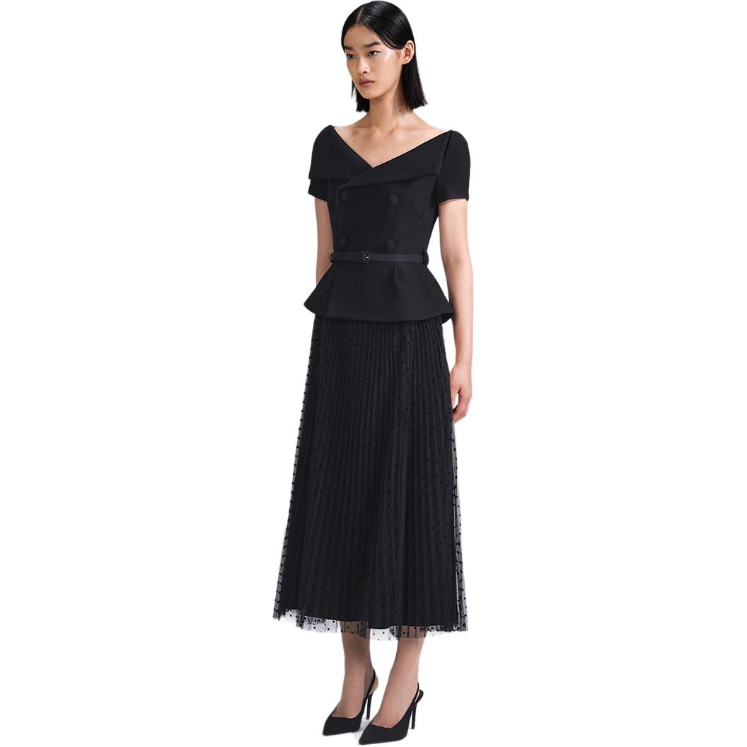 (Women) Self-Portrait  Off-Shoulder Mid-Length Dress in Classic Black. SWF342Y22100 圖 4
