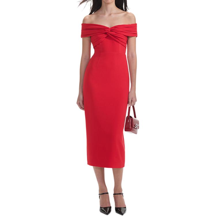 (Women) Self-Portrait  Off-Shoulder Red Midi Sleeveless Dress SWF353Y05100 圖 3
