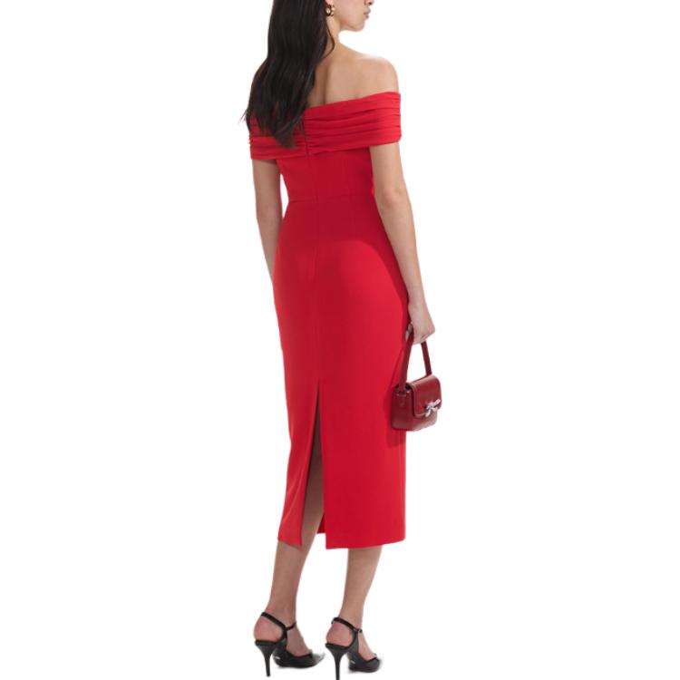 (Women) Self-Portrait  Off-Shoulder Red Midi Sleeveless Dress SWF353Y05100 圖 4