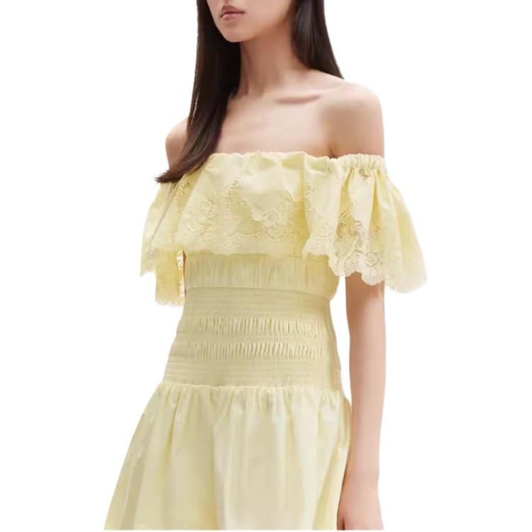 (Women) Self-Portrait  Off-Shoulder Sleeveless Mini Dress Cream Yellow. SWF352Y22600 圖 5
