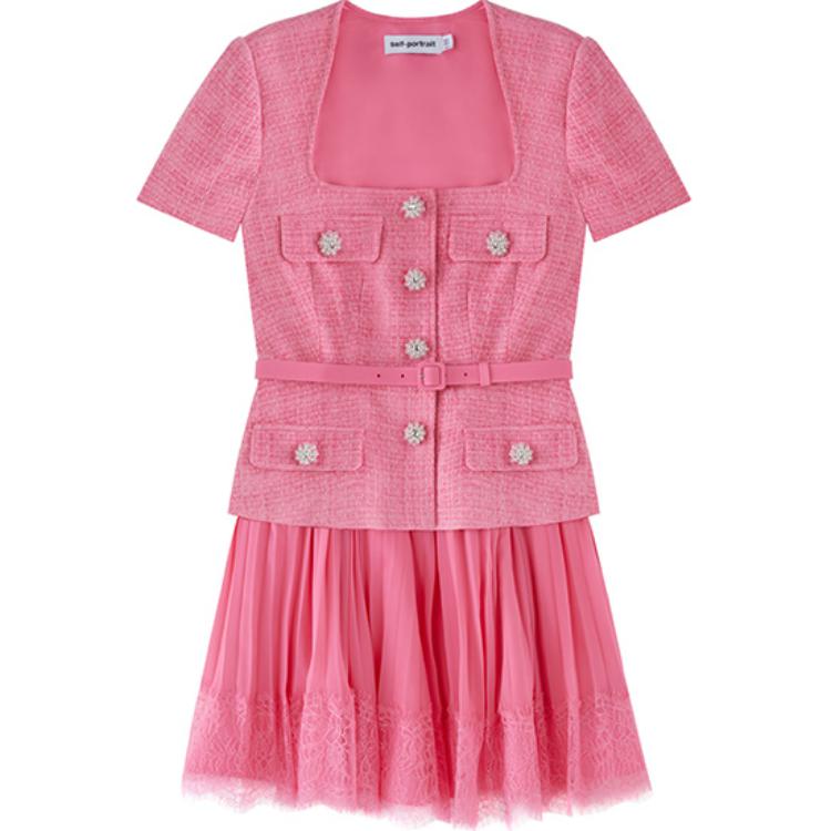 (Women) Self-Portrait  Pink Casual Chic Short Sleeve Dress SWF342Y22500 圖 2