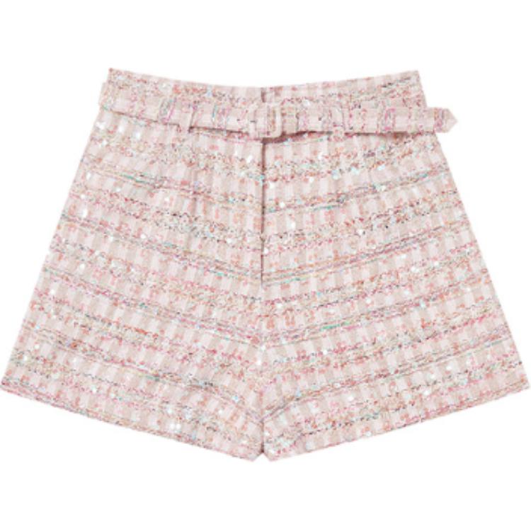 (Women) Self-Portrait  Pink Casual Solid Straight Shorts SWF343K00100