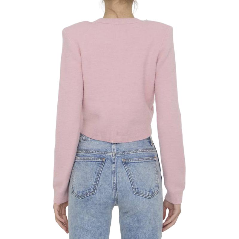 Shop (W) Self-Portrait 粉色短版長袖針織開襟衫 AW24079CPINK