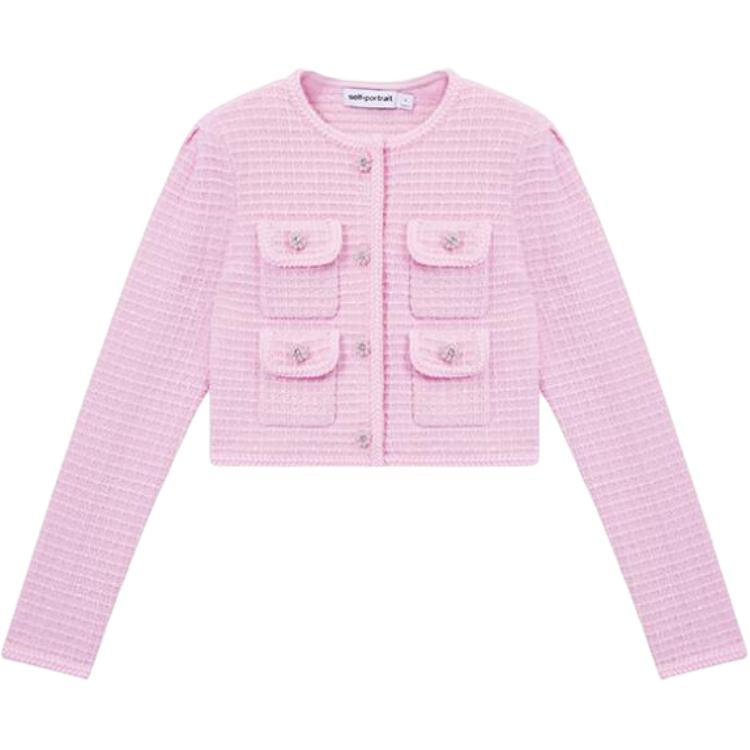 (Women) Self-Portrait  Pink Elegant Long-Sleeve Jacket SWF351M00300