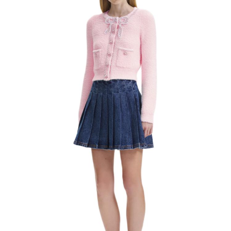 (Women) Self-Portrait  Pink Knit Cardigan Sweater with Bow Pockets - Trendy & Chic. SWF344M05700 圖 3