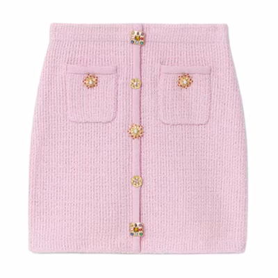 (Women) Self-Portrait Pink Knitted Mini Skirt SWF353M00500