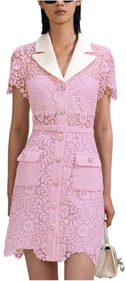 (W) Self-Portrait 粉色蕾絲花卉短袖修身迷你連身裙 SWF342Y23600 Lookbook (W) Self-Portrait 粉色蕾絲花卉短袖修身迷你連身裙 SWF342Y23600