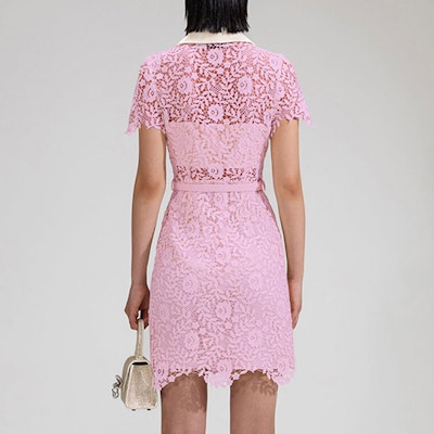 (W) Self-Portrait 粉色蕾絲花卉短袖修身迷你連身裙 SWF342Y23600 Details for (W) Self-Portrait 粉色蕾絲花卉短袖修身迷你連身裙 SWF342Y23600