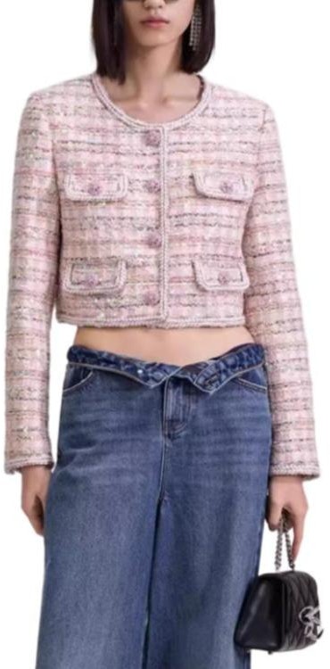 women-self-portrait-pink-long-sleeve-casual-button-up-jacket-pf-23099-jpbpink