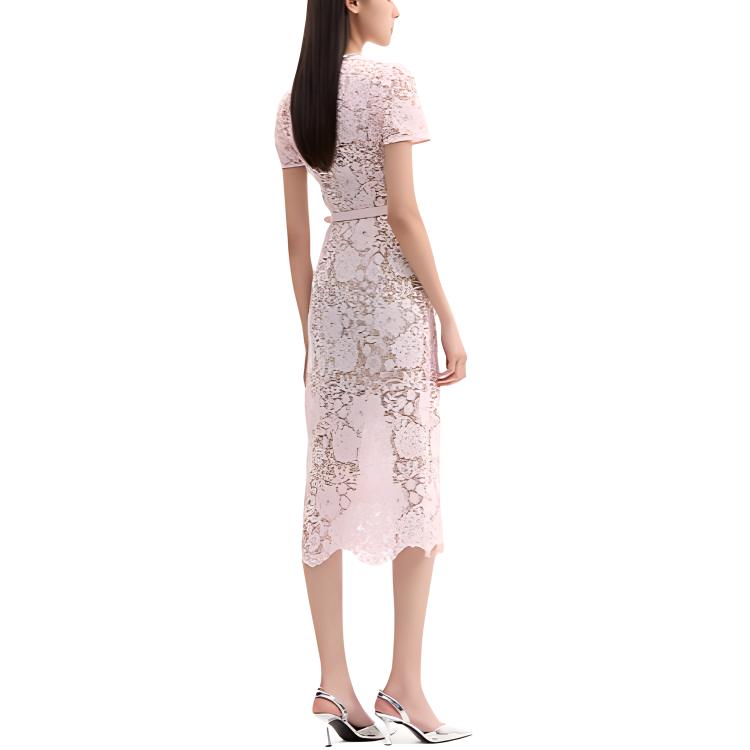 Lookbook (W) Self-Portrait 粉色短袖鈕扣中長連衣裙 SWF353Y07400