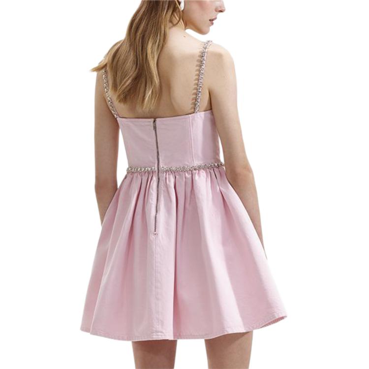 (Women) Self-Portrait  Pink Solid Color Cinched Waist Mini Slip Dress. SWF352Y26100 圖 4