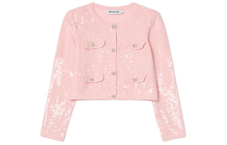 (Women) Self-Portrait  Pink Solid Long-Sleeve Jacket SWF352M04400