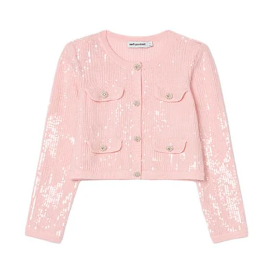 (Women) Self-Portrait Pink Solid Long-Sleeve Jacket SWF352M04400