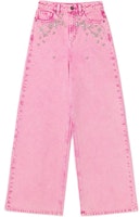 (Women) Self-Portrait Pink Wide-Leg Jeans with Rhinestone Details SWF352K02600 (Women) Self-Portrait Pink Wide-Leg Jeans with Rhinestone Details SWF352K02600