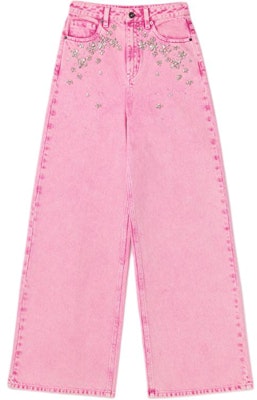 (W) Self-Portrait Jeans Pink Kaki Lebar dengan Hiasan Permata. SWF352K02600 Order (W) Self-Portrait Jeans Pink Kaki Lebar dengan Hiasan Permata. SWF352K02600
